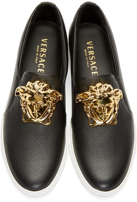 black and gold versace slippers|gianni versace men's slip ons.